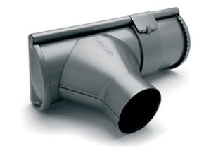 The best gutter system in the world. A piece of gutter, a connector and outlet and two endcaps in anthracite metallic.
