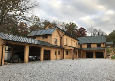 Beautiful barn built by Amish carpenters. Black gutters and downspouts.