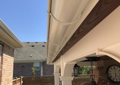 view from below of white gutters, Beautiful if that is the word to use.